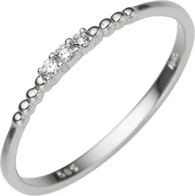Produktbild von Gr. 52 Damen Ring schmal 585 Gold Weißgold 3 Diamanten Brillanten 0,05ct. Weißgoldring