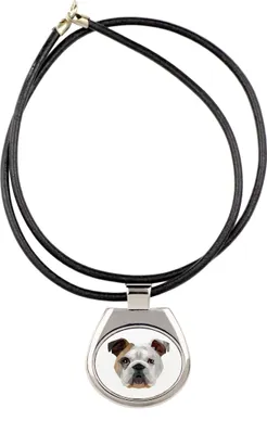 Immagine prodotto di Bulldog, Bulldog inglese - Collana con una foto e una scritta geometrica del marchio Art-Dog