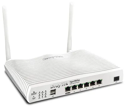 Produktbild von DrayTek Vigor 2865ax, Wi-Fi 6 (802.11ax), Dual-Band (2,4 GHz/5 GHz), Ethernet/LAN, ADSL2, Weiß, Tabletop-Router