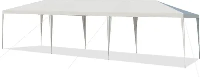 Immagine prodotto di Gazebo da giardino 9x3 m, tenda da giardino impermeabile, tenda per feste con struttura in metallo, gazebo per feste, matrimoni, festival e mercatini, gazebo pop-up bianco