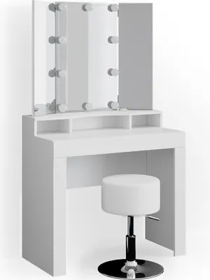 Obrázek produktu pro Vicco Toaletní stolek Nora, 90 cm s LED osvětlením a taburetem, Bílá
