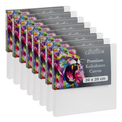 Image de Châssis Cretacolor 20 x 20 cm - lot de 8 - Kit de toiles - Toiles de peinture haut de gamme sur châssis en bois - Toile en coton pour acrylique, huile et techniques mixtes