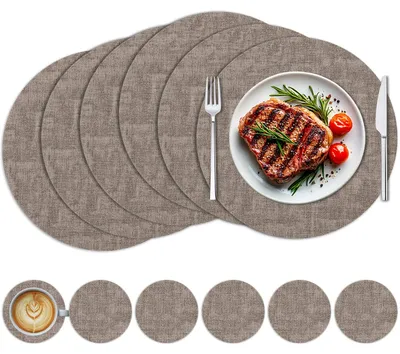 Immagine prodotto di Set di 6 sottopiatti lavabili, resistenti al calore, antiscivolo, color marrone chiaro