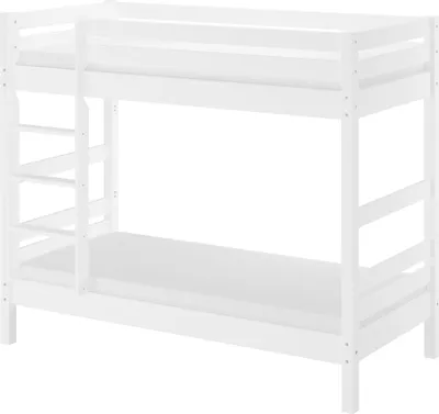 Produktbild von Etagenbett Massivholz Buche waschweiß 90x200 Stockbett mit wählbarem Zubehör V-60.17-09WRollrost und Matratze inkl.