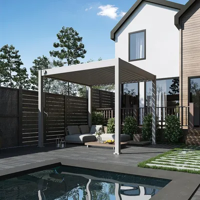 Produktbild von Weide Classic Pergola Aluminium 3x3m mit Lamellendach freistehend Ivory Sand