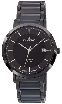 Produktbild von Dugena Herren-Uhr Solar Schwarz Analog Quarz Keramik-Armband 4461006