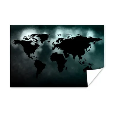 Obrázok produktu pre MuchoWow® Plagát - Mapa sveta - čiernobiela - 60x40