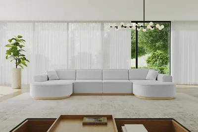 Produktbild von ALTDECOR Ecksofa in U-Form MARI-U2-v2 - 388x171x83 cm Hellgrau - Corner Sofa Bett Eckcouch Couch L-Form Wohnlandschaft Cauchsofa