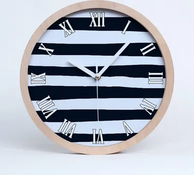 Produktbild von Holzuhr 25fi cm wanduhr - weiße Spitzen - gestreifter Hintergrund