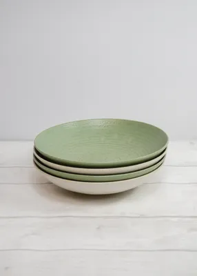 Zdjęcie produktu dla Miska do makaronu, zestaw 4 sztuk, 22 x 5 cm, zielono-biała - KitchenCraft