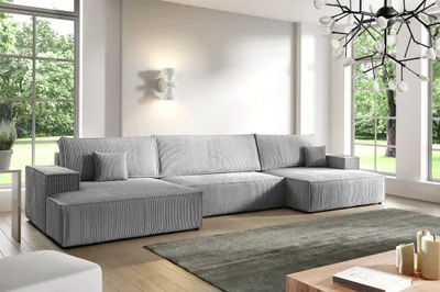 Produktbild von Wohnlandschaft Schlafsofa CORUNIA Stoff Poso Graublau