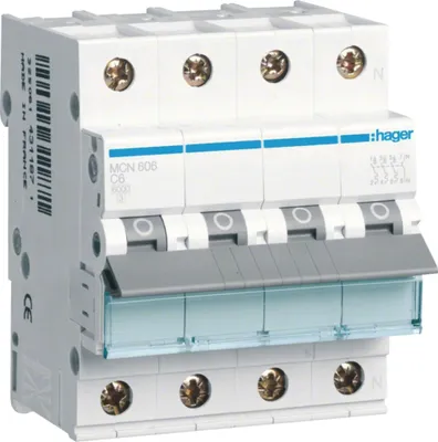 Produktbild von Hager LS-Schalter, 3P+N, 6kA, C-6A, 4M, 1 Stk.