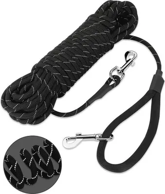 Produktbild von Famanu Hundeleine 10 Meter - Reflektierendes Nylon, Leichtgewicht, Verstellbare Schnalle - Schwarz
