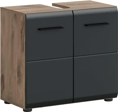 Produktbild von Waschbeckenunterschrank Ice Xonox 60x54x30 cm Mattschwarz/Nox Oak