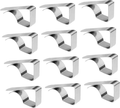 Produktbild von 12 Mini-Tischdeckenclips aus Edelstahl – stabiler Halt – für den Außenbereich/Tisch – rutschfeste Clips – ideal für Picknick/Camping – kompakt