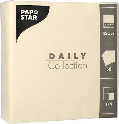Zdjęcie produktu dla PAPSTAR  89625 PAPSTAR Lunch-Servietten, 320 x 320 mm, 3-lagig, champagner