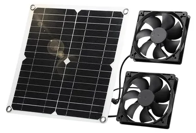 Produktbild von Solarbetriebenes Ventilator-Set fš¹r den Au?enbereich mit Doppelventilator, 12 W, fš¹r Zuhause, Wohnmobil, Gew?chshaus, Tierhaus, Dachboden, belastbar und wasserdicht, 3000 U/min, 14 cm Solarventilator, Camping