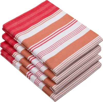 Produktbild von 4er Set Geschirrtücher, 50x70 cm, 100% Baumwolle, rot gestreift