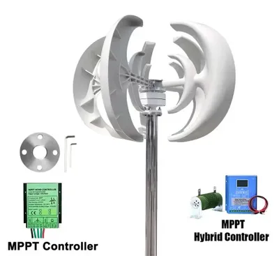 Produktbild von Windturbine 3000W - Vertikal Windgenerator 48V - Für Hausstrom und Energiespeicher - Off Grid Inselanlage - Geräuscharm - AC-Ausgang - Mit Hybridsteuerung