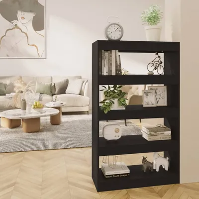 Produktbild von The Living Store Bücherregal/Raumteiler Schwarz 80x30x135 cm Holzwerkstoff