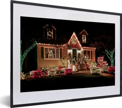 Produktbild von MuchoWow® MuchoWow® Gerahmtes Poster Weihnachten - Weihnachtsschmuck - Weihnachtsbeleuchtung 40x30 cm - Poster mit zchwarzem Bilderrahmen - Bilderrahmen - Poster im Rahmen