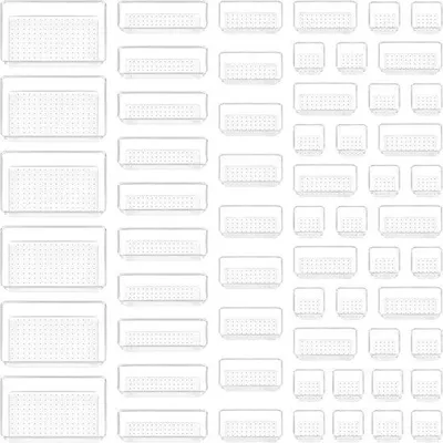 Immagine prodotto di Contenitori per scaffali per cassetti trasparenti - Divisori in plastica per cassetti - Confezione da 60 pezzi