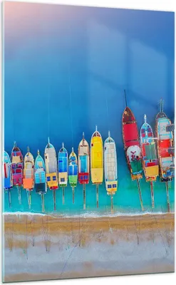 Produktbild von Bilder auf glas - Einteilig - Schiffe Strand Perspektive - 70x100cm - Glasbilder - Wandbilder - Bilder - Wanddekoration aus Glas - Glas Bilder - Wandbild auf Glas - GPA70x100-4415