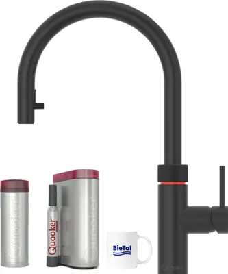 Produktbild von Quooker Wasserhahn Flex schwarz & PRO3 Reservoire & sprudelndes Wasser CUBE