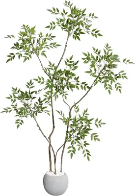 Productafbeelding van Kunstplant Nandina, 150 cm – Realistische kunstplant in pot – Decoratieve groene plant voor binnenshuis
