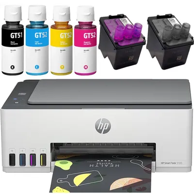Zdjęcie produktu dla HP Smart Tank 5105 All-in-One Printer, Color, Drukarka do Home and home office, Print, copy, scan, Wireless; High-volume printer tank; Print from phone or tablet; Scan to PDF, Termiczny druk atramentowy, Drukowanie w kolorze, 4800 x 1200 DPI, A4, Bezpośrednie drukowanie, Szary