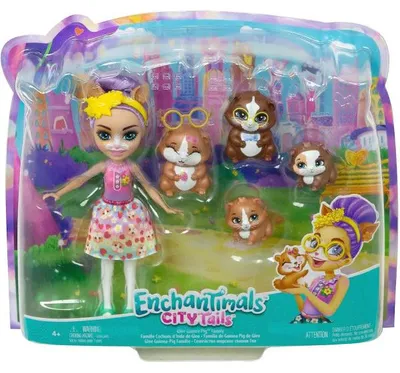 Image de Enchantimals poupee glee et 4 cochon d'inde - figurine 15 cm - animal - mattel hhb84