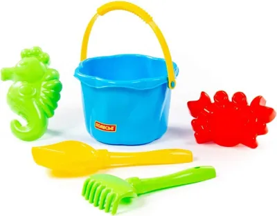 Produktbild von Polesie Sandspielzeug-Set 93912 Eimer, Schaufel, Rechen, Sandförmchen, 5-teilig bunt