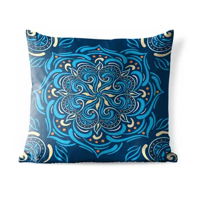 Obrázek produktu pro MuchoWow® Vnější polštář - Mandala - modrá - žlutá - vzory -40x40 cm- Odolnost proti povětrnostním vlivům - polštář do obývacího pokoje