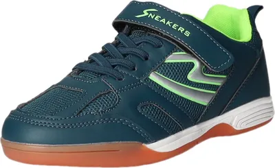 Produktbild von Sneakers Kinder-Sportschuh-Indoorschuh-Hallenschuh Blau-Weiß-Grün, Farbe:blau, EU Größe:28