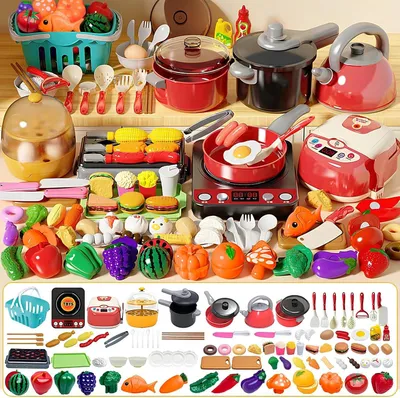 Produktbild von Kinderküche Spielset 102-teilig, mit Pfannen und Spielessen, für Kinder 3-8 Jahre, Rollenspiel