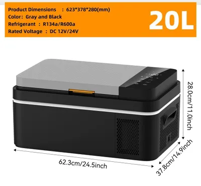 Productafbeelding van Autokoelkast - Compressor koel- en vriesbox 20 liter - Bediening via app - 12/24 V DC - 100–240 V AC - Geschikt voor camping, vrachtwagens en thuisgebruik