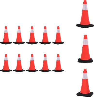 Zdjęcie produktu dla vidaXL Odblaskowe pachołki drogowe z ciężką podstawą 10 szt. 50 cm - Znaki drogowe