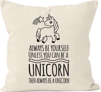 Produktbild von Kissenbezug Einhorn Always be yourself unless you can be a unicorn Moonworks® natur 40cm x 40cm