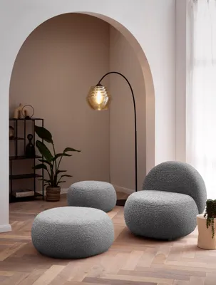 Produktbild von DOMO Collection Sessel 700 016, Polstersessel, rund, gepolsterte Rückenlehne, Relaxsessel, Polsterganitur, 73 x 75 x 76 cm (BxTxH), grau