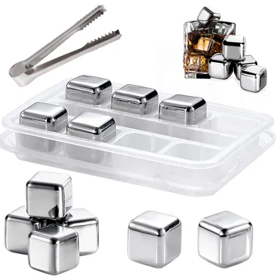 Whiskykühlsteine 8er-Set, Edelstahl 304, wiederverwendbar