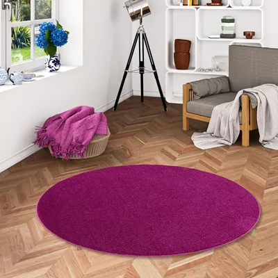 Produktbild von Hochflor Velours Teppich Luna Purple Rund, Größe:200 cm Rund