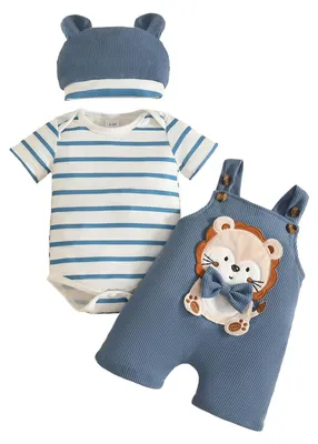Immagine prodotto di Abbigliamento per bambini, pantaloni con bretelle regolabili, taglia 12-18 mesi, a righe, adatti per feste