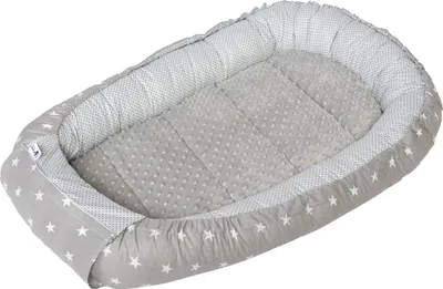 Produktbild von Babynest, Reisebett, Babynestchen, 100x60x15, Baumwolle graue Sternen mit graue Minky