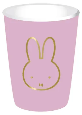 Image de Lot de 8 tasses Miffy, roses, avec un motif Miffy doré, contenance 20 cl