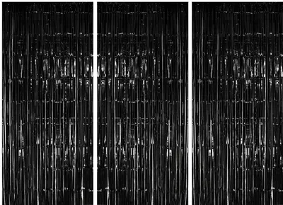 Produktbild von 3x Lametta Vorhang - schwarz - 91x244 cm