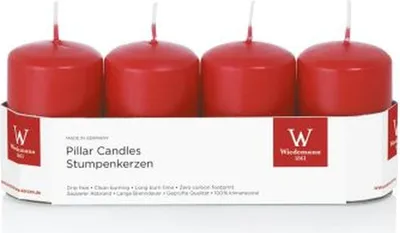 Produktbild von INNA-Glas Adventskerzen JENARO, 4 Stück, rot, 8 cm, Ø5 cm, 18h - Germany - Weihnachtskerzen