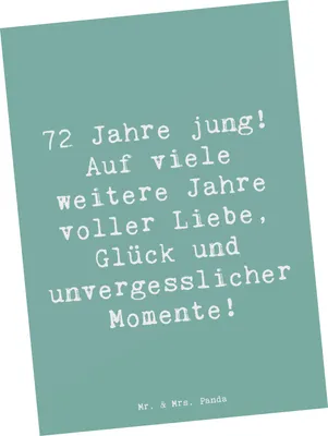 Produktbild von Mr. & Mrs. Panda bildkarte Spruch 72. Geburtstag Freude - Meeresbrise - Geschenk, Geburtstagsgeschenk, Ansichtskarte, Kunstkarten, Glück, Jubilar, Happy Birthday