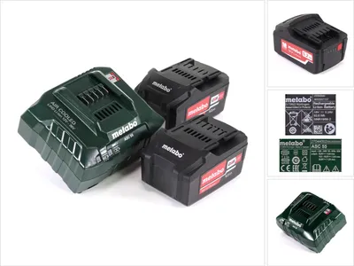 Zdjęcie produktu dla Podstawowy zestaw akumulatorów Metabo 18V z 2x akumulatorem 5.2Ah ( 625592000 ) + ładowarka ASC 55 ( 627044000 )