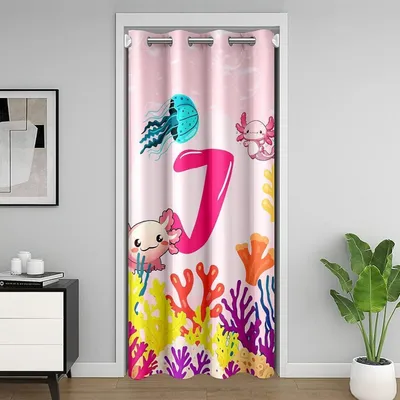 Zdjęcie produktu dla Zasłona okienna dla dzieci "Axolotl", 132x203 cm, izolacyjna, termoizolacyjna, idealna do podziału pomieszczeń, kolor różowy
