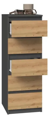 Obrázek produktu pro Topeshop W5 ANT/ART KPL, Antracit, Dub, 5 zásuvka/zásuvek, Dřevotřískové desky, Moderní, Dřevotřískové desky, ABS (akrylonitril-butadien-styren)